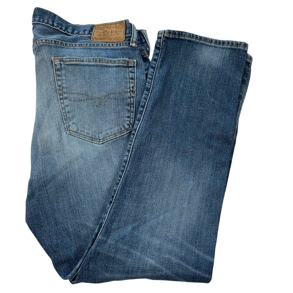 Polo Ralph Lauren Varick Slim Straight Mens 36x30 Denim Blue Jeans Medium Wash‎